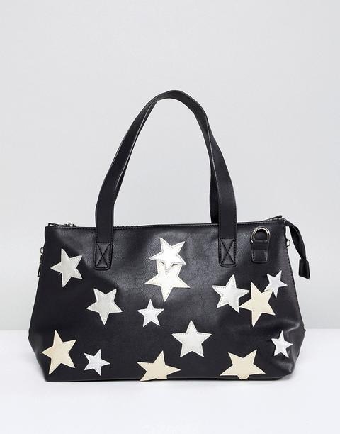 Bolso De Viaje Negro Con Aplicación De Estrellas De Yoki Fashion