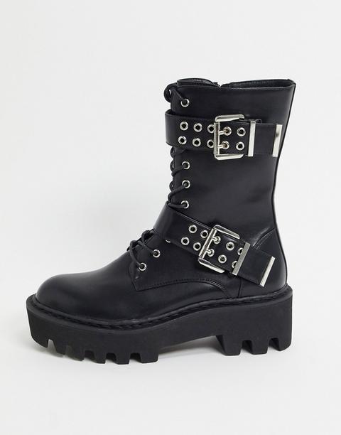 Chunky boots best sale with buckles