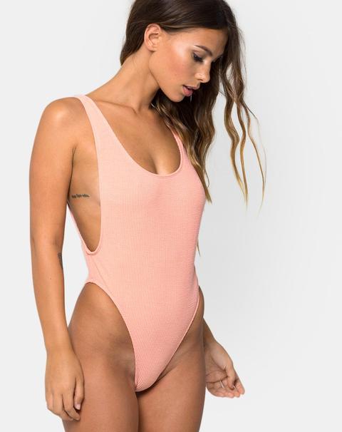 Goddess Swimsuit In Textured Peach