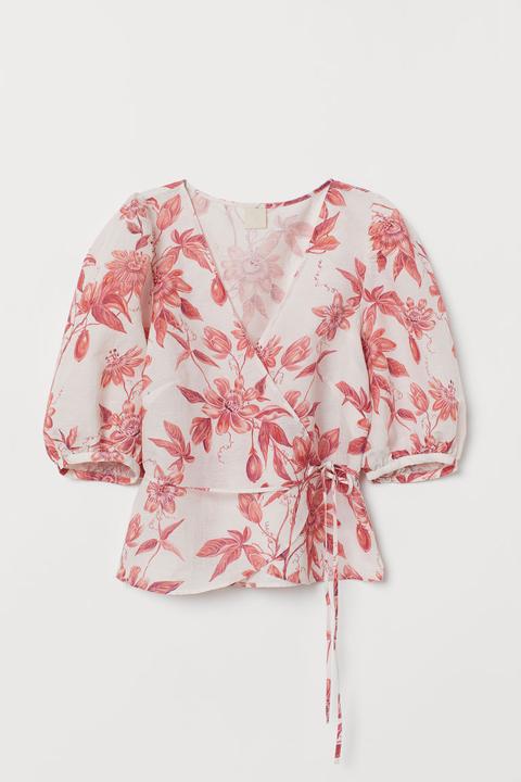 H & M - Camicia Fantasia Con Incrocio - Rosso