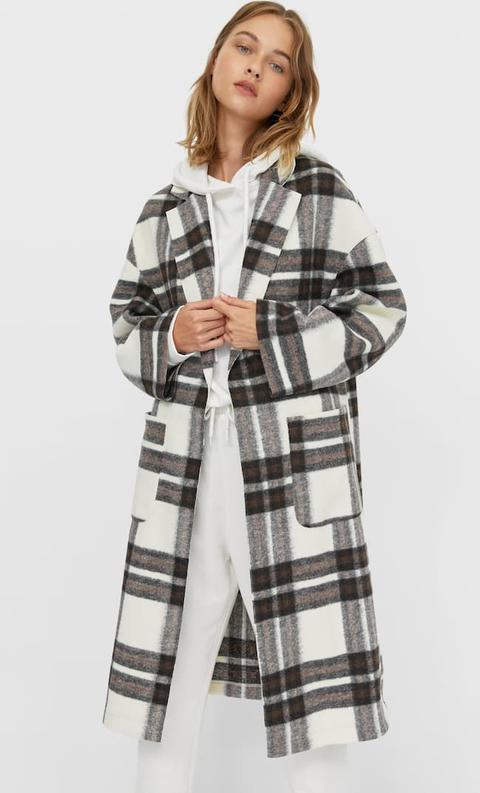 Stradivarius Manteau Ouvert En Maille A Carreaux Femme Vanille Xs From Stradivarius On 21 Buttons