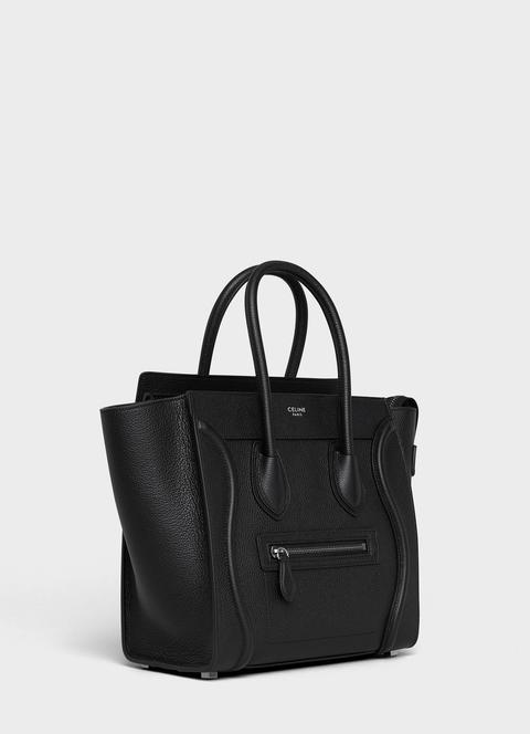 celine micro luggage handbag in drummed calfskin