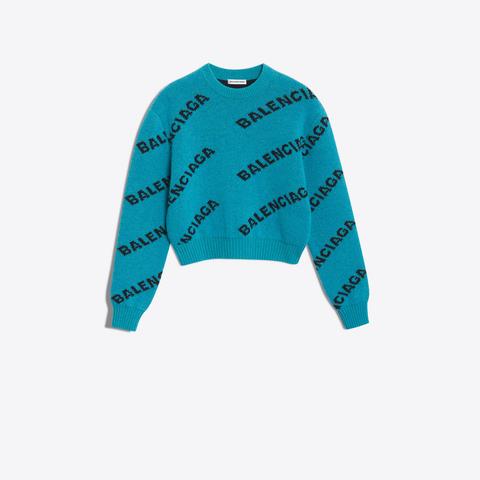 Pullover Girocollo Con Logo Jacquard