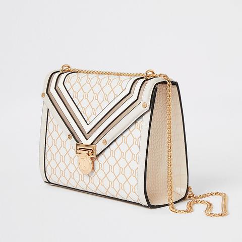 Beige RI monogram cross body bag