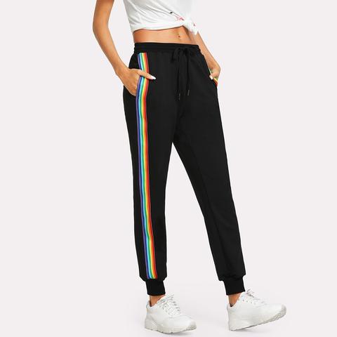 Pantaloni Sportivi Laterali A Strisce Arcobaleno