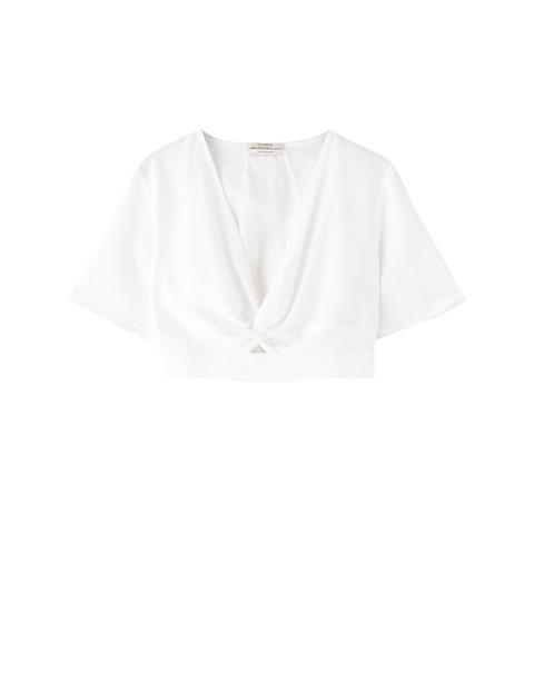 Blusa Blanca Falso Nudo