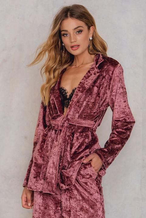 Velvet Tie Waist Blazer