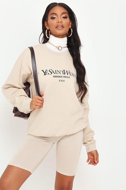 Sand Ye Saint Slogan Oversized Crew Neck Sweatshirt