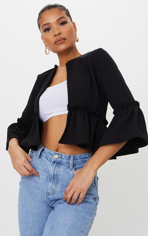 Black Frill Sleeve Blazer