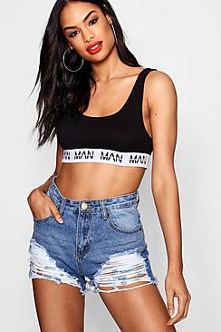 Ripped Denim Mom Shorts