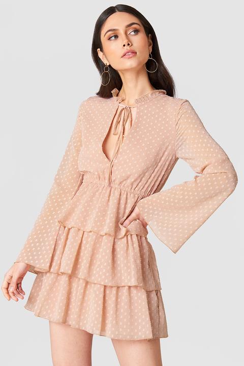 Swiss Dot Dress Nude