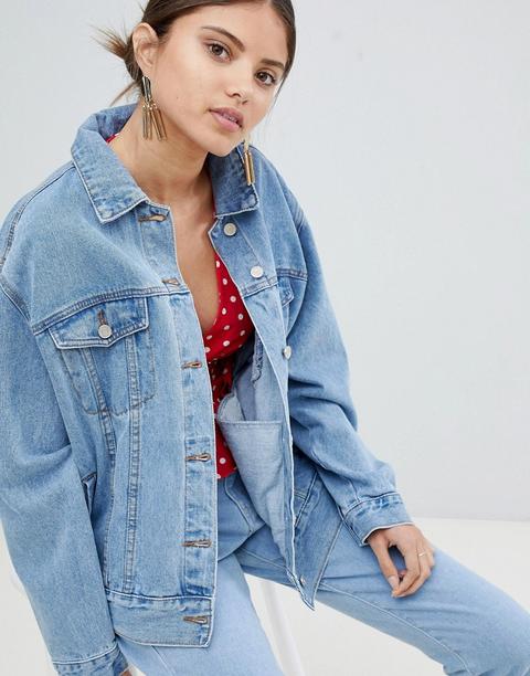 Missguided - Giacca Di Jeans Oversize - Blu