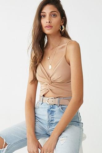 Forever 21 Twist Front Bodysuit , Nude
