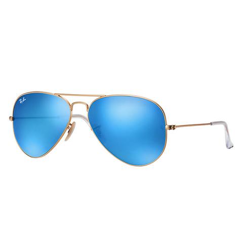 Aviator Flash Lenses Unisex Sunglasses Lentes: Azul, Montura: Oro