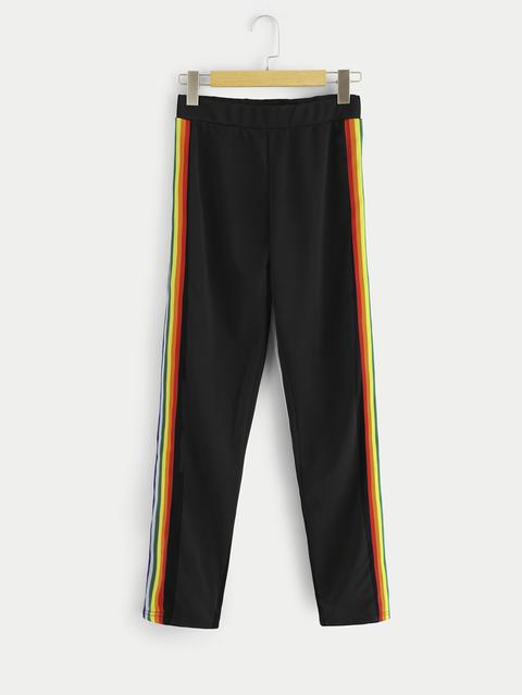 Colorful Striped Tape Side Pants