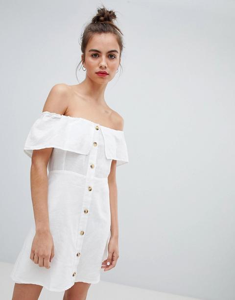 Pull&bear Button Down Dress In White