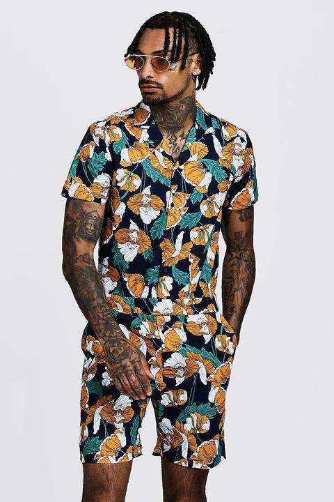 mens floral jumpsuit