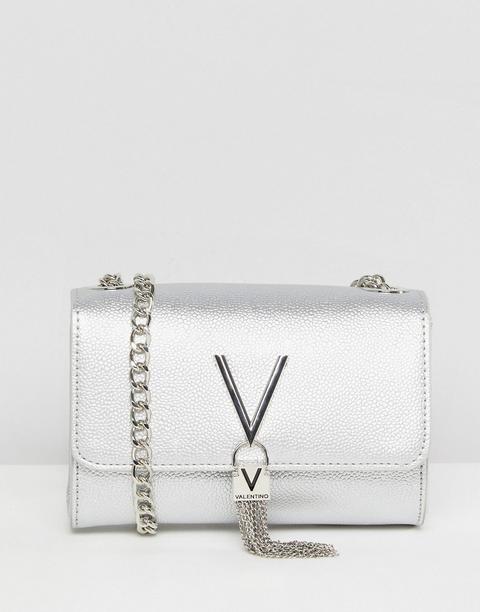 Valentino By Mario Valentino - Divina - Borsa A Tracolla A Battente Argento Con Nappa - Argento