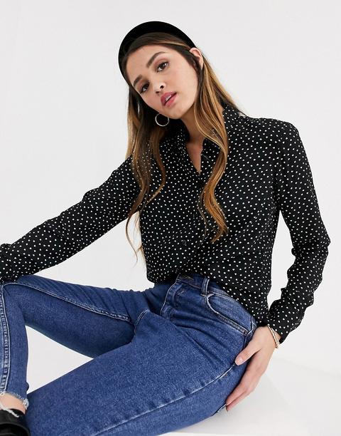 New Look Chloe Shirt In Black Polka Dots