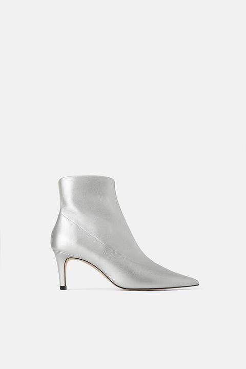 zara silver ankle boots