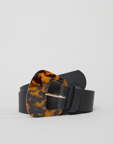 Glamorous Tortoiseshell Oversized Buckle Black Waist And Hip Jeans Belt