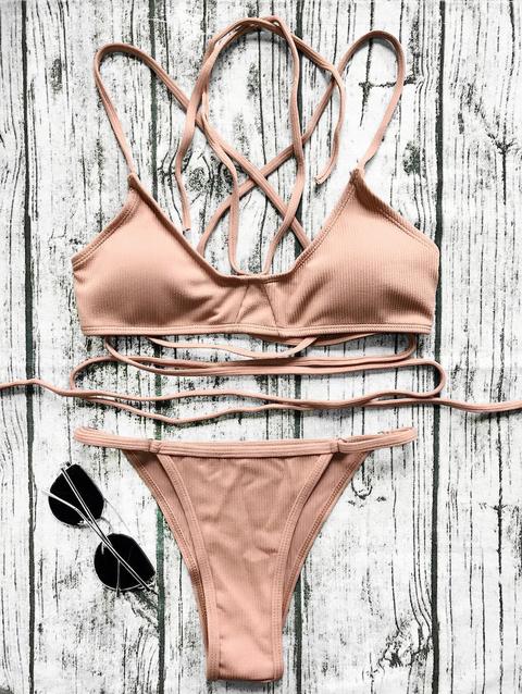 Bikini Bralette Con Stringhe Laterite Deep Green