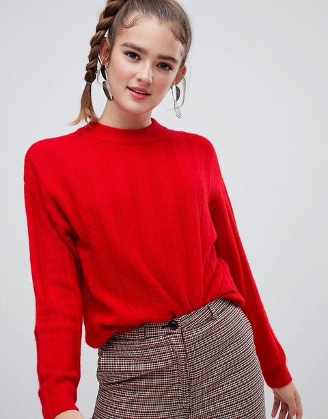 Monki - Maglione Girocollo Oversize Rosso - Rosso