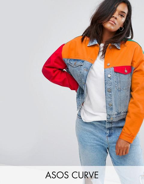 Chaqueta Denim Con Diseño Colour Block De Asos Curve