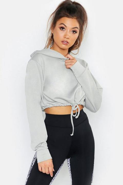 Womens Fit Cropped Hoodie - Green - 8, Green