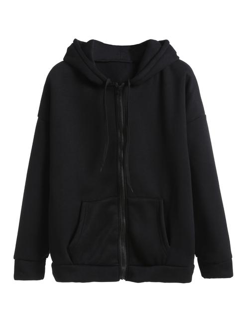 Felpa Spalle Drappeggiate Con Coulisse Cerniera E Cappuccio Nero