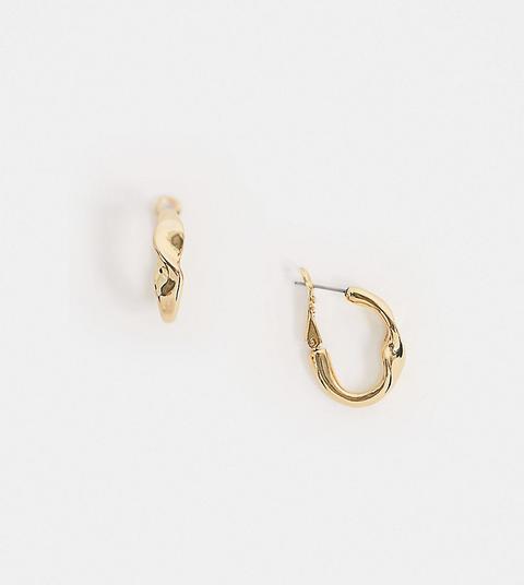 Reclaimed Vintage Inspired Gold Plated Warped Hoop Earrings