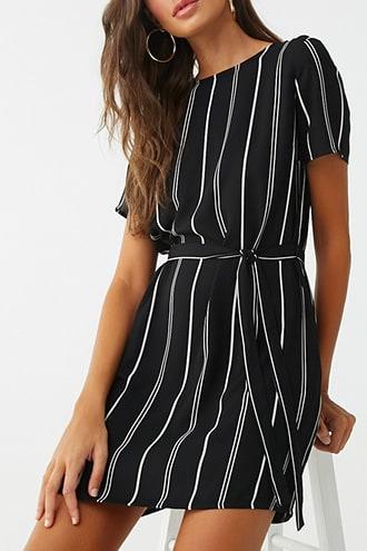 Forever 21 Striped Mini Dress , Black/cream
