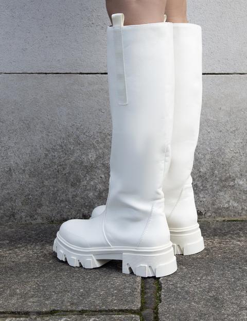 ecru knee high boots