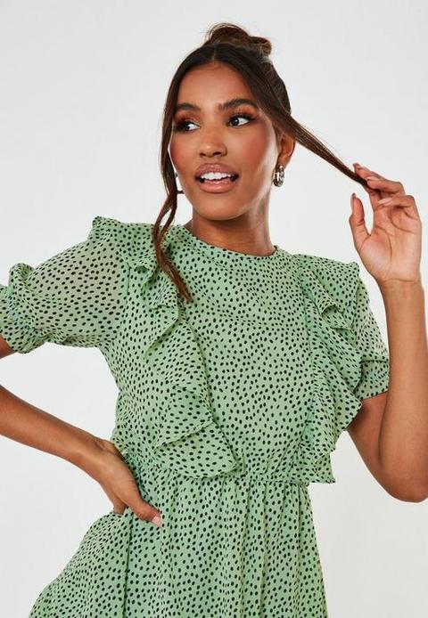 missguided mint polka dot dress