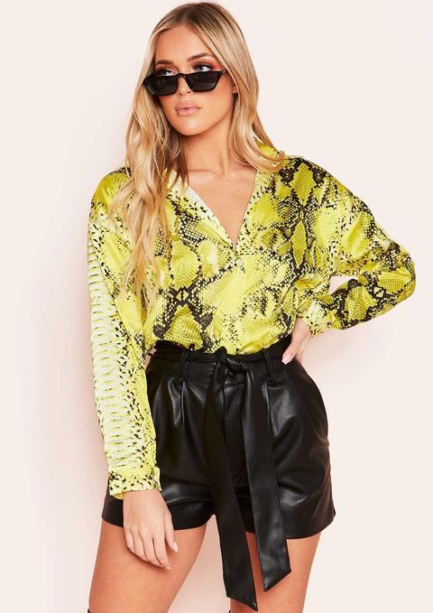 Gabby Neon Yellow Snake Print Blouse