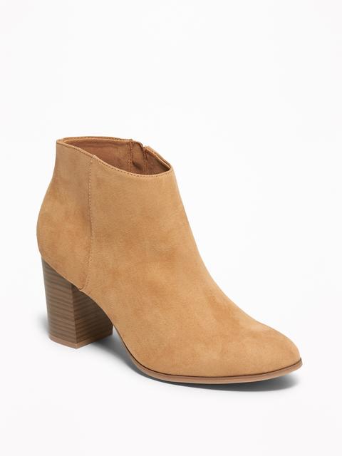 faux suede block heel booties