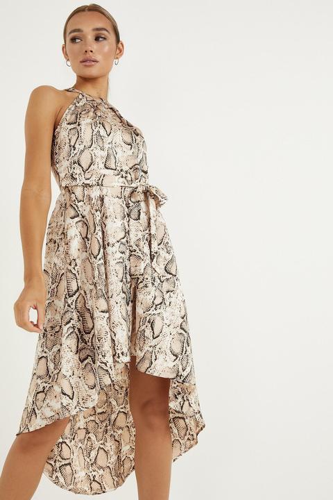 Stone Snake Print Dip Hem Dress