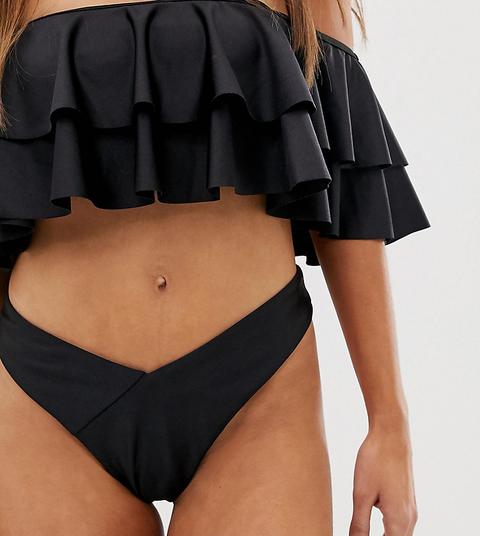 Braguitas De Bikini De Pernera Alta En Negro Exclusivas De Glamorous