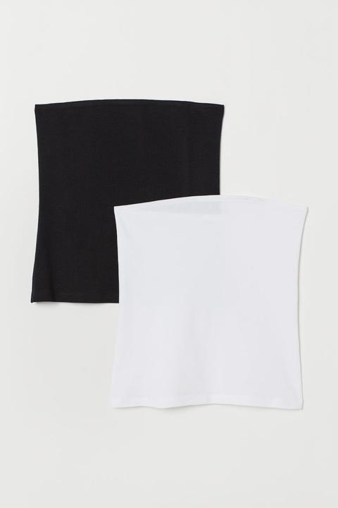 Tops Tube En Coton, Lot De 2 - Noir