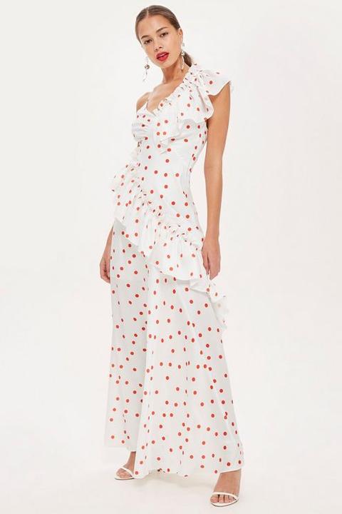 Womens Spot Maxi Dress - White, White