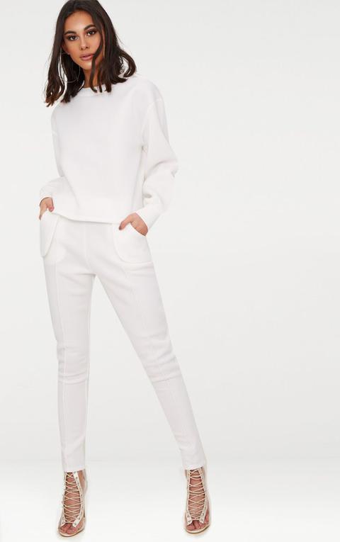 Ivory Scuba Roll Hem Joggers