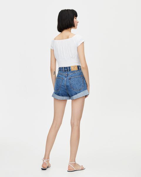 Shorts Di Jeans Con Risvolto Sull&#39;orlo