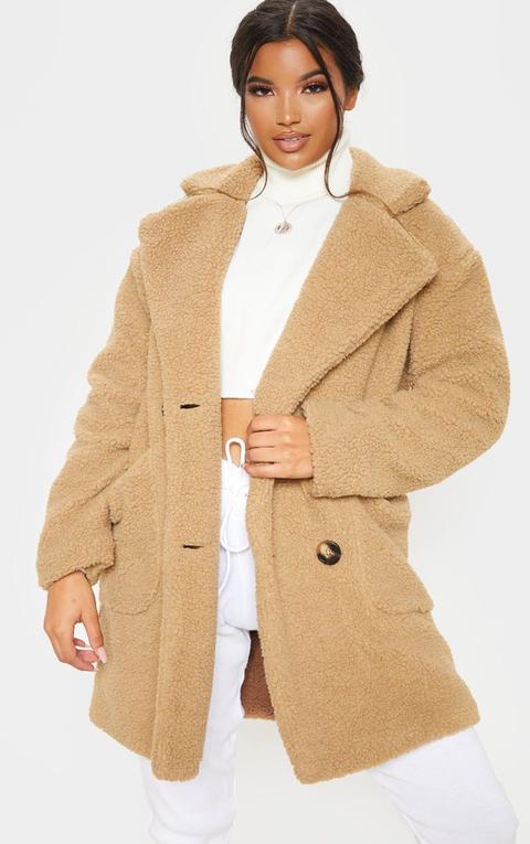 Camel Borg Midi Coat