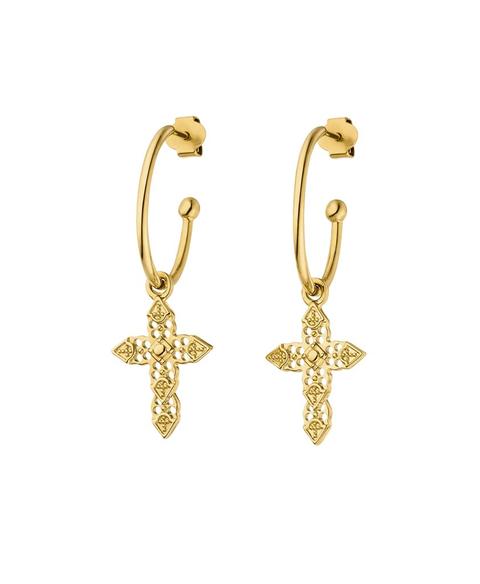 Small Cross Hoops Gold