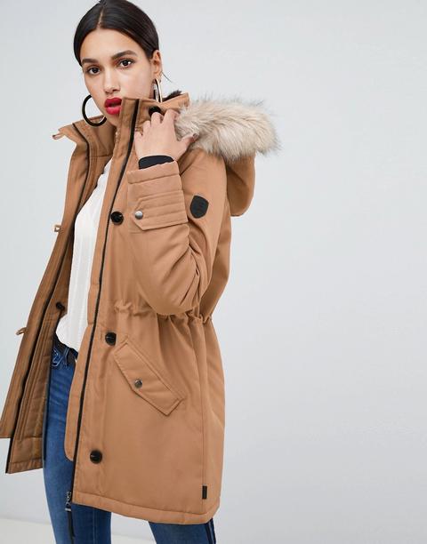 Parka Con Capucha De Piel Sintética De Vero Moda