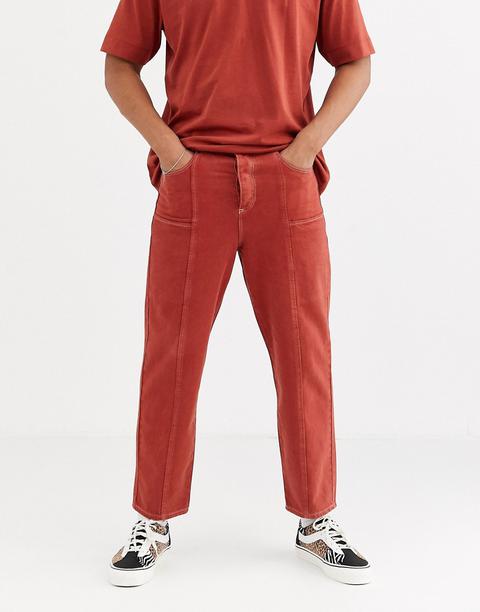Asos White Wide Leg Jeans In Rust With 