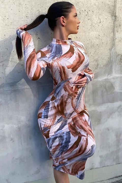 Work Of Art Midi Dress - Nude