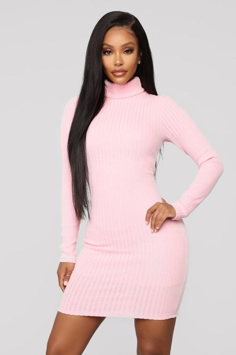 I'll Be Here Ribbed Mini Dress - Pink