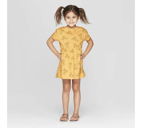 Toddler Girls' Short Sleeve 'cheetah' T-shirt Dress - Art Class™ Gold