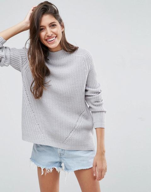 Asos - Ultimate - Maglione Pesante Con Collo Alto Morbido - Grigio